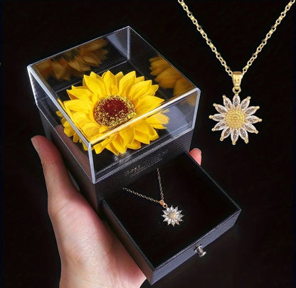 Collar con caja de girasol