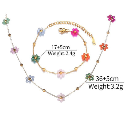 Set collar y pulsera Flores